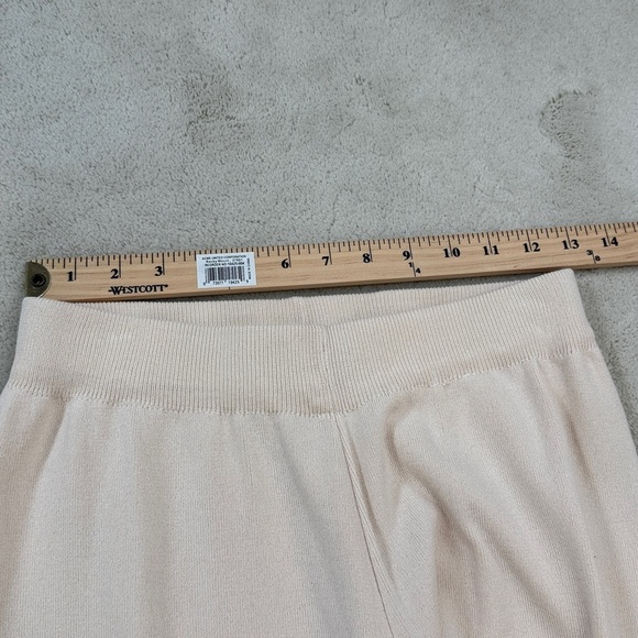 Tanming 2 Piece Lounge Set Short Sleeve Knit Wide Leg Pants Cream & Black Medium - Picture 11 of 12